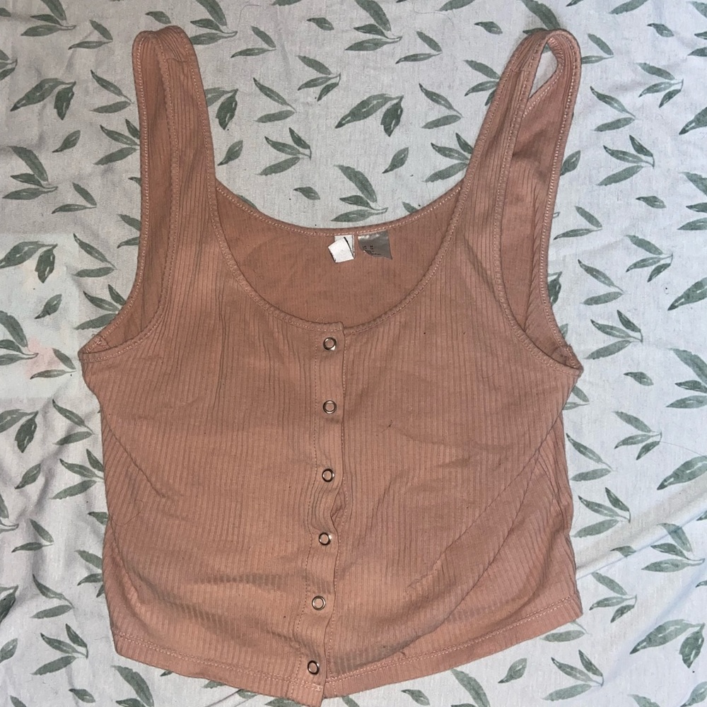 H&M basics medium peach cropped tank top